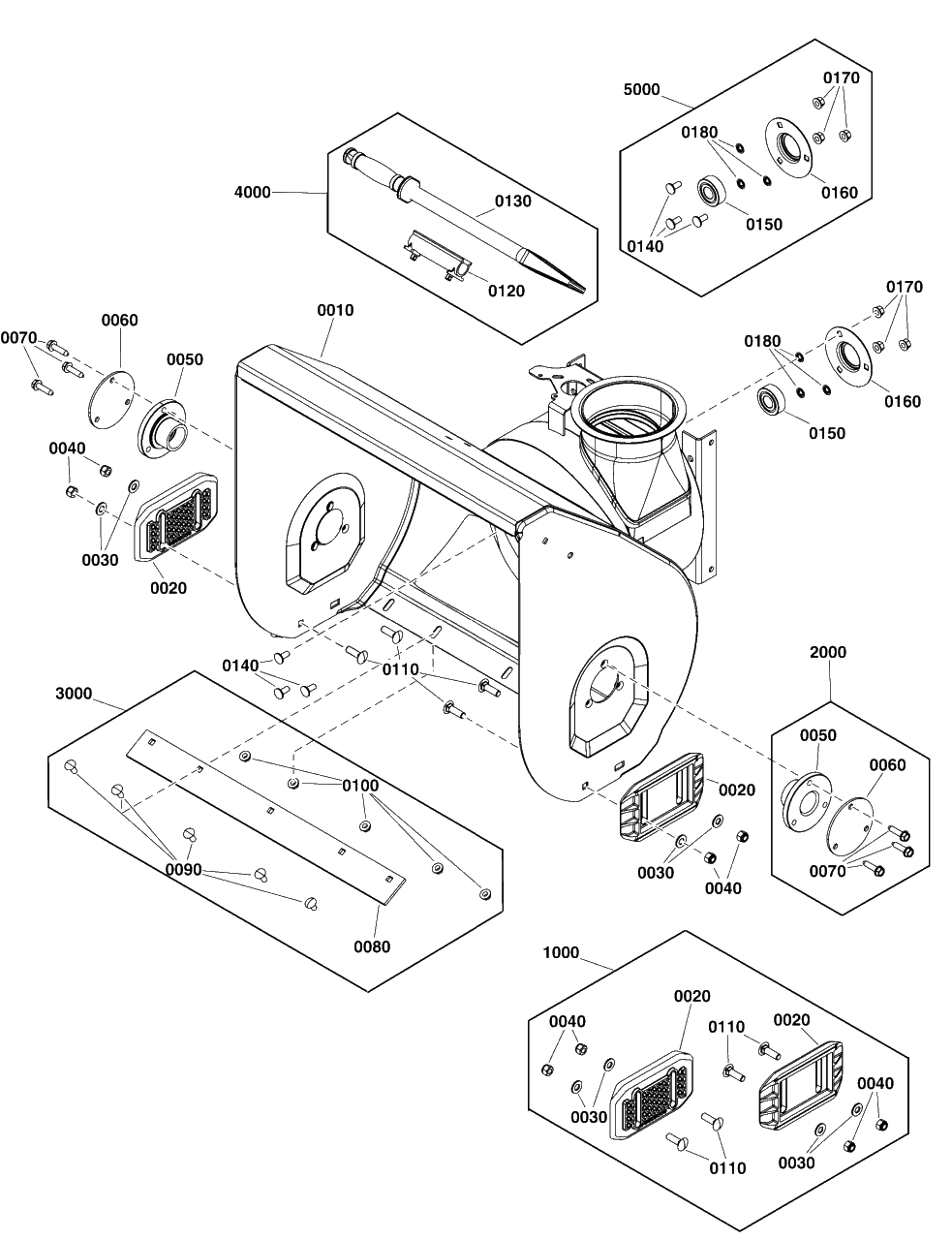 Auger Housing Group Diagram and Parts List for H1728E (1696951-00)(2020) Briggs and Stratton Snow Blower